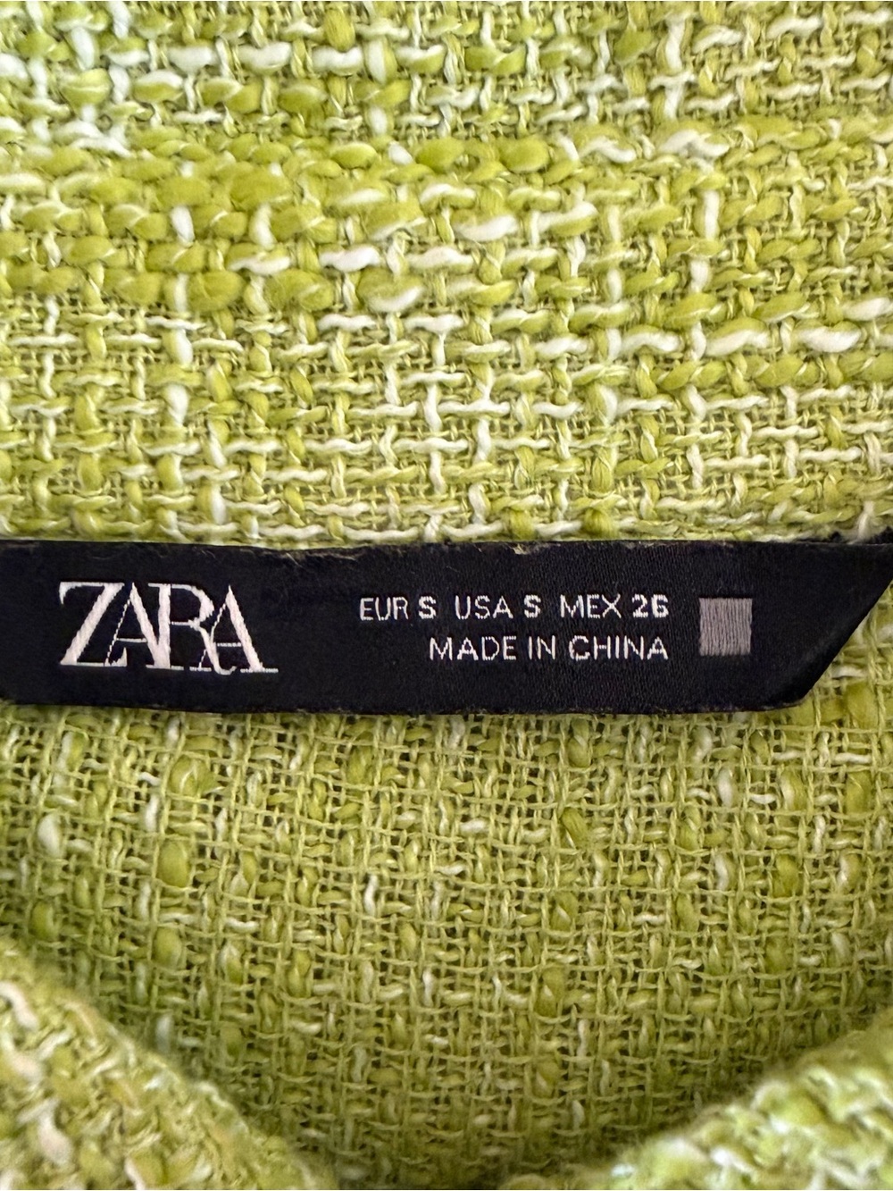ZARA TEXTURED MINI GREEN HEATHER WHITE KNIT COLLAR DRESS small - Picture 11 of 11
